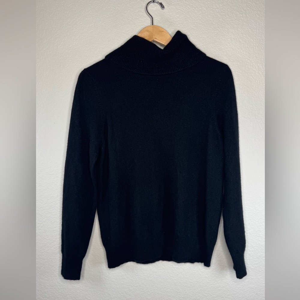 Preston & York‎ Women’s Cashmere‑Lambswool Turtleneck Sweater Large Black